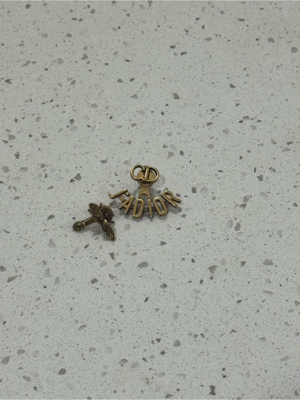 Dior J'Adior Gold Lettering and Bee 🐝 Earrings AUTHENTIC - Picture 7 of 8